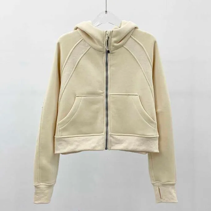 Femmes façonnant Brossé Full Zip Hoodie Veste Sportswear LU-98 Yoga Tenues À Capuche Workout Track Running Manteau avec Poches Polaires Extérieures