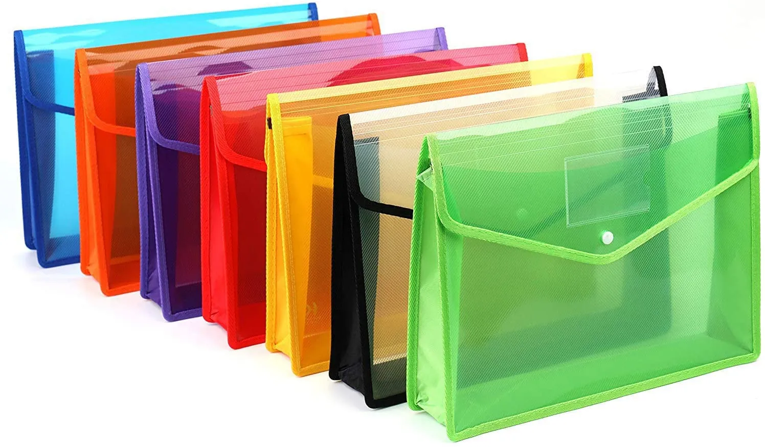 مغلف مجلد ملف محفظة من البلاستيك A4 ، ملفات Poly Envelope Plastics Files Plastics Plusts مع إغلاق زر للمدرسة