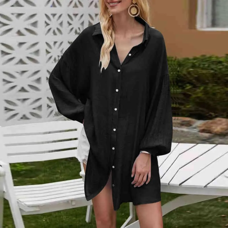 Hemd im Boyfriend-Stil, Sommer-Baumwoll-Leinen-Hemd, modisches Button-Up-Damenhemd, beiläufige, lockere Oberteile, solides Top mit aufrollbaren Ärmeln, Blusa L220705