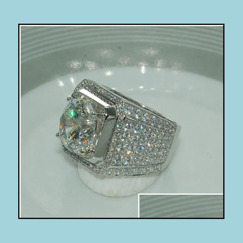 Men`s ring hip hop jewelry Zircon iced out rings luxury Cut Topaz CZ Diamond Full Gemstones Men Wedding Band Ring fashion Jewellry