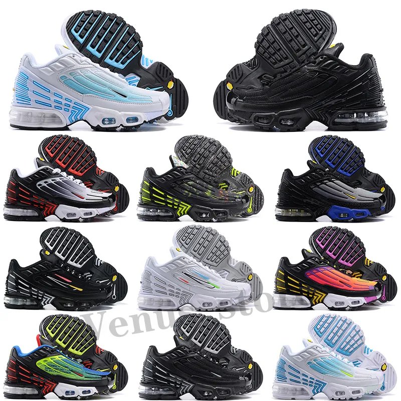 Nike Air Max Plus 3 III Ayarlanmış Chaussures Çocuk Ayakkabıları Kız Kızlar Üçlü Beyaz Siyah OG Bebek Çocuk Eğitmenleri Spor Koşucuları