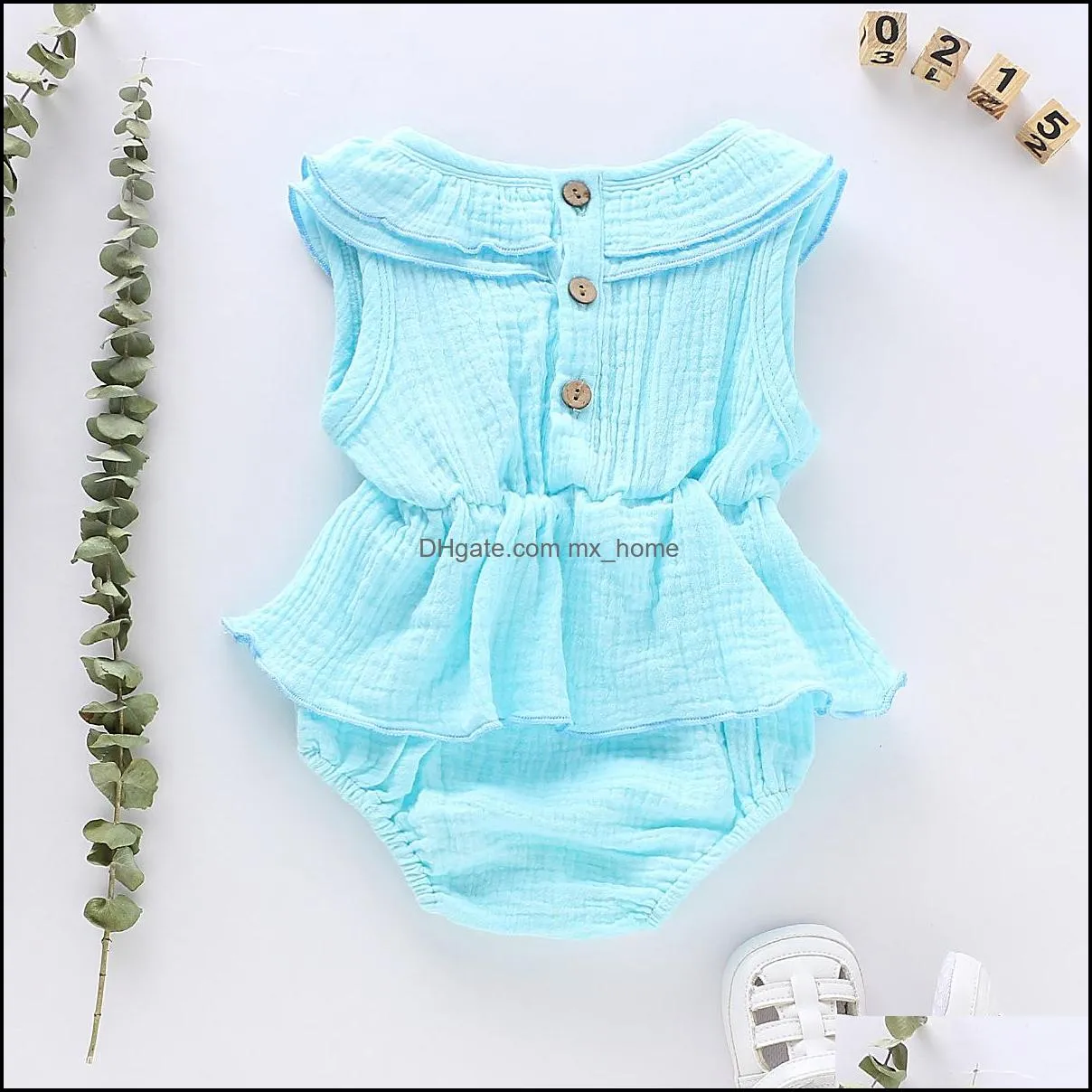 kids rompers girls boys solid color romper infant ruffle collar jumpsuits summer fashion boutique baby climbing clothes z1330