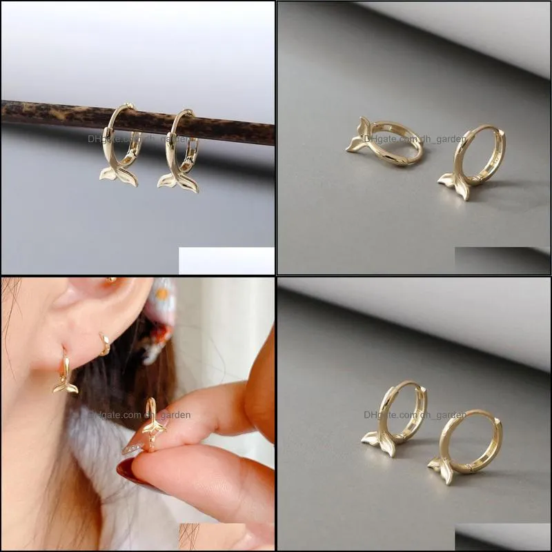 Hoop & Huggie Genuine 925 Sterling Silver Mermaid Tail Small Earrings For Women Girls