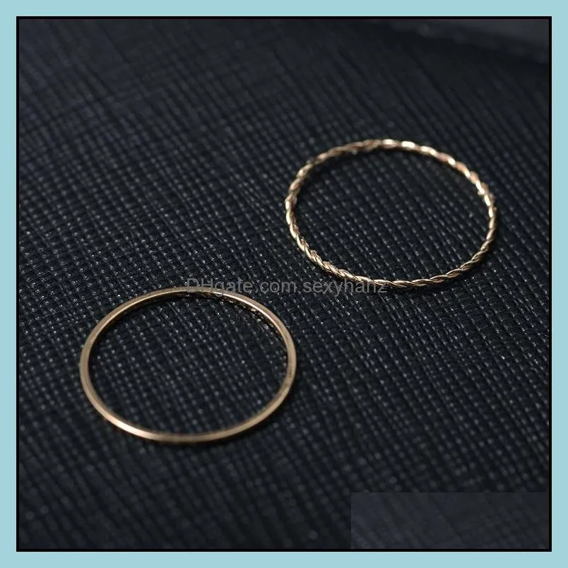 2pc/set high quality tiny creative twisted rings designer gold plated couple ring for women ladies wedding engagement jewelry-y