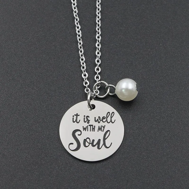 Hanger Kettingen Mode Bijbelvers Ketting Het Is Goed Met Mijn Ziel Rvs Citaat Schrift Christelijke Sieraden GiftsPendant