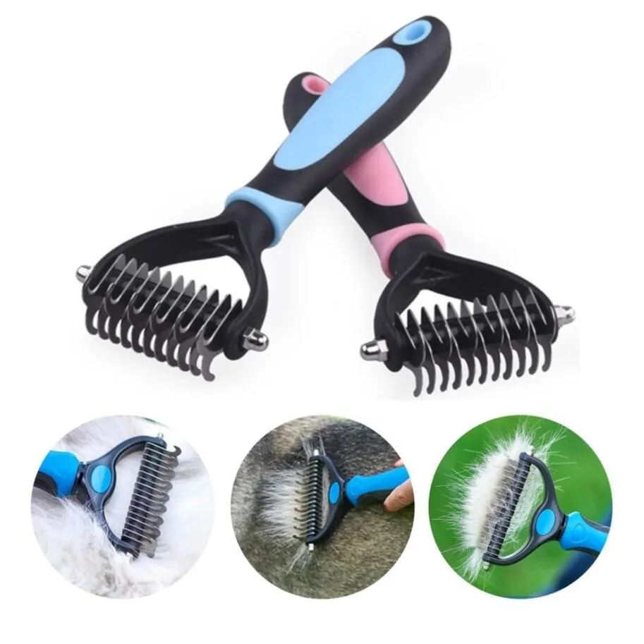 Pets Fur Knot Cutter Dog Grooming Shedding Tools Pet Cat Hair Removal Comb Brush Double sided Pet Products Suppliers