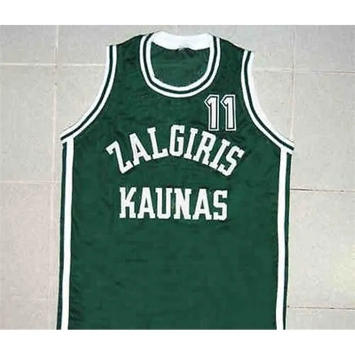 Sjzl98 # 11 Arvydas Sabonis Zalgiris Kaunas Maillot de basket-ball rétro classique pour homme avec broderie cousue personnalisée avec n'importe quel numéro et nom