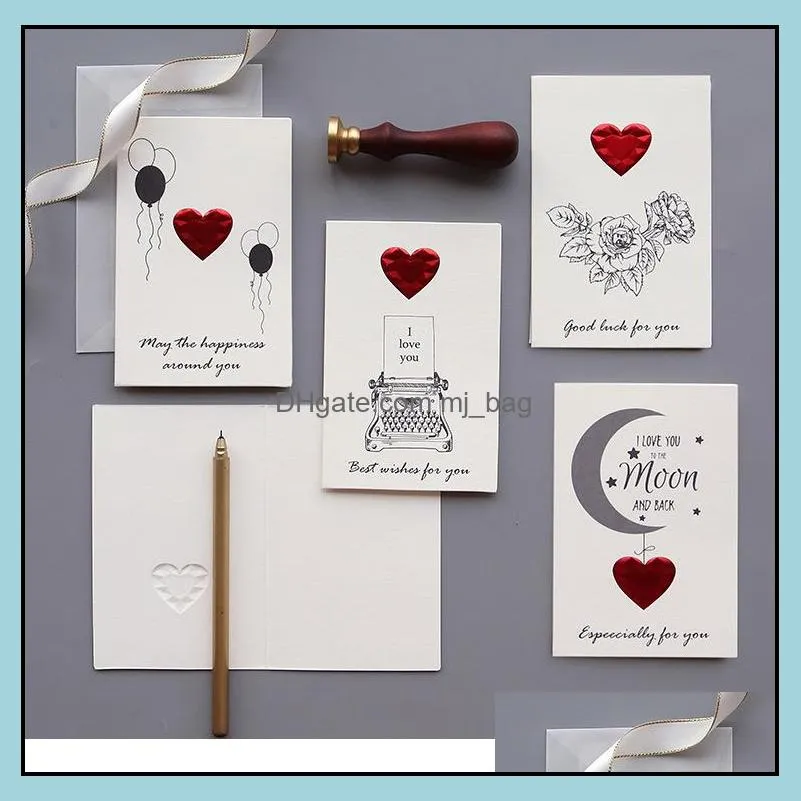 creative bronzing white love postcard wedding invitation greeting cards anniversary for her valentines thanksgiving day gift card