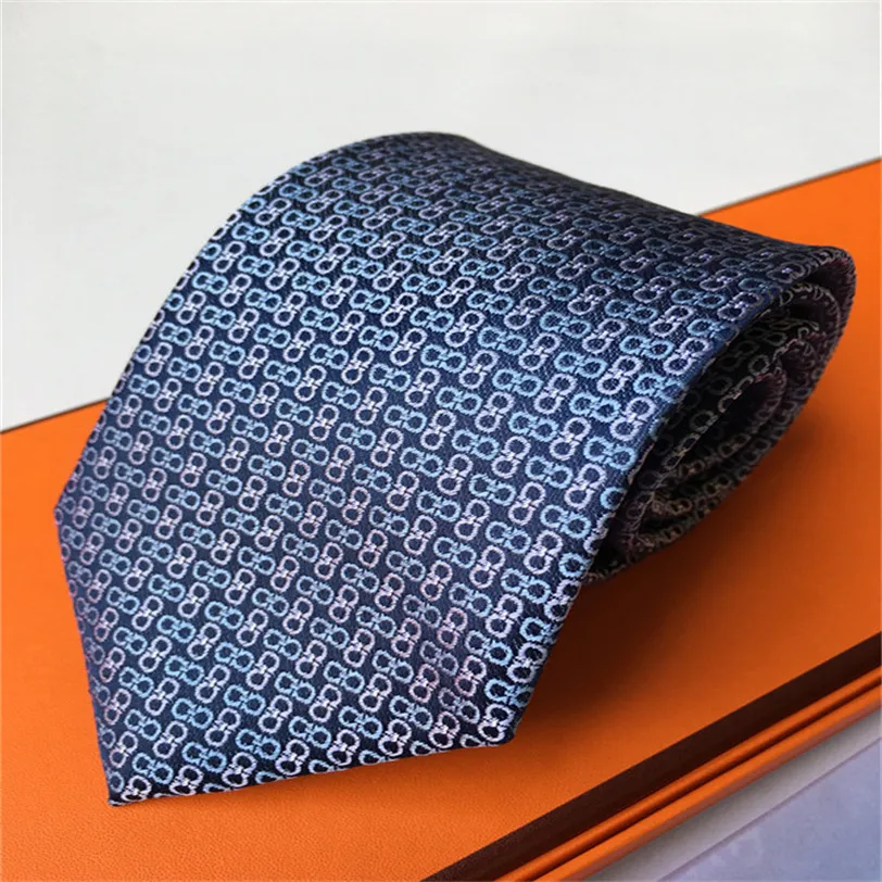 Luxe Haute Qualité Designer Hommes Lettre 100% Cravate Cravate En Soie noir bleu Aldult Jacquard Fête De Mariage D'affaires Tissé Design De Mode Hawaii Cravates Boîte 141