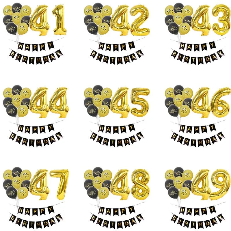 Party Decoration Set 40 41 42 43 44 45 46 47 48 49 Birthday Balloons Banners Happy Gold DecorationsParty