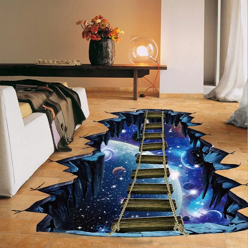 Bakgrundsbilder europeiska tapeter 3D väggklistermärke Galaxy Star Bridge Home Decor Stickers borttagbara dekaler för vardagsrum golvpappersväggar