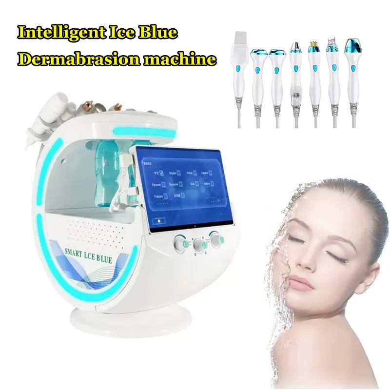 Дермабразия Hydra Machine Ultrasonic RF Skin Lifting Acne Черные головы Удаление Aqua Skin Scrubber Multifunction Smart Ice Blue Skin-Analyzer