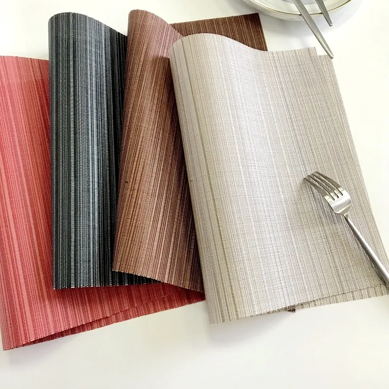Pack of 4Pcs Placemats Heat Insulation Non-slip Placemat For Dining Table Kitchen Placemat pure hue