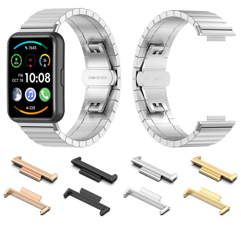 Correa de metal de cuero compatible con Huawei Watch Fit Band