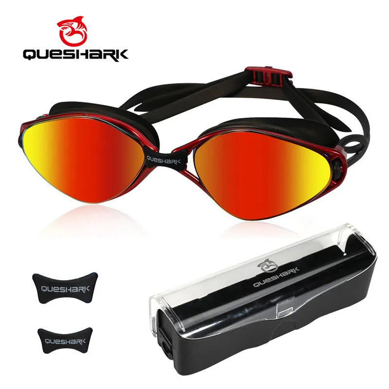Queshark mujeres hombres adultos hd anti fog protección UV gafas de natación gafas de agua gafas de natación con caja portátil set 220520