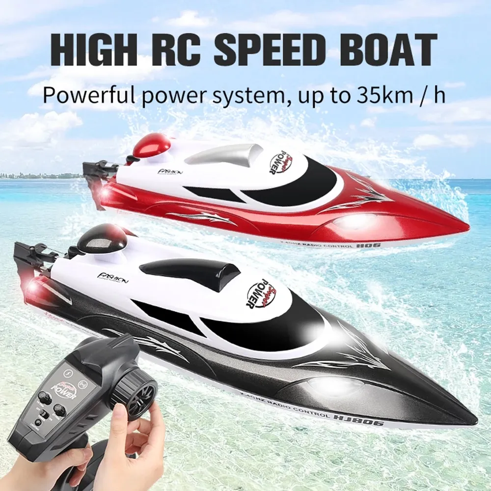 HJ806 RC Boat 2.4GHz 35km/h de alta velocidade Racing Racing Racing Speed ​​Speedbox com sistema de resfriamento de água Modelo de brinquedos