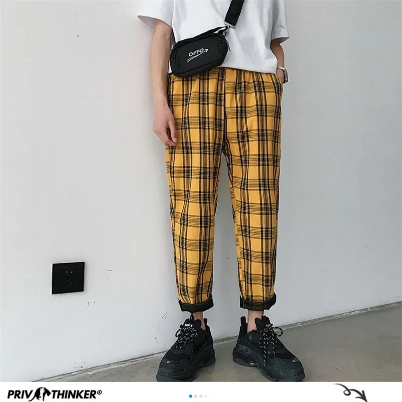 PRIVATHINKER MĘŻCZYZN KOREKCY KOREAN BLACK PRAWDA Casual Casual Pants Męskie Ustrea Spodnie Harem Mężczyzne Spodnie w szachownice plus rozmiar 220617