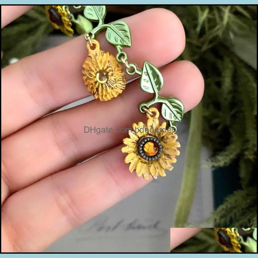 charm bracelets csxjd vintage bracelet sunflower flower alloy bake lacquer women jewelrycharm