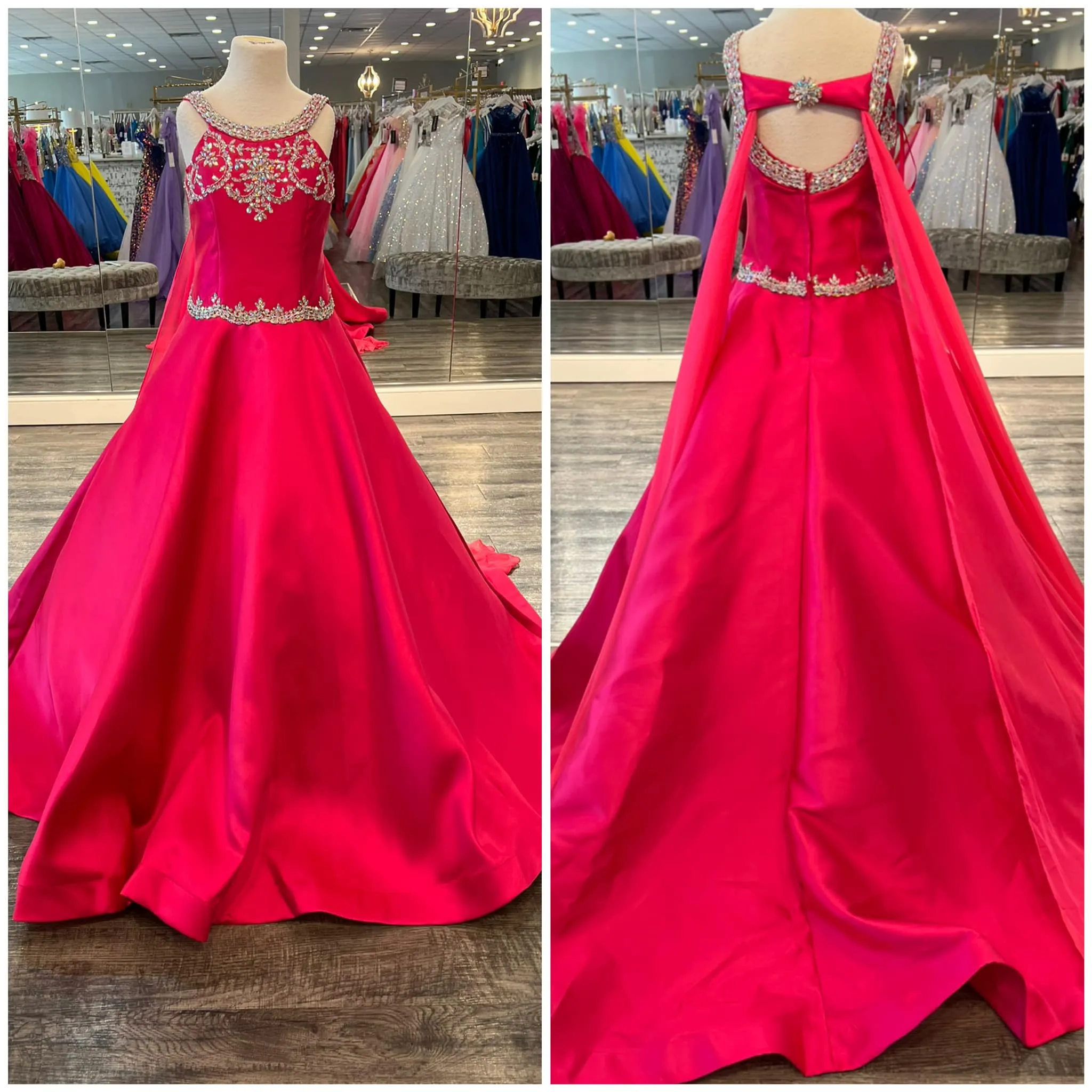 2022 Teens Juniors Red Satin Pageant Dress With Cape,... From  Uniquebridalboutique, $92.69 | DHgate.Com