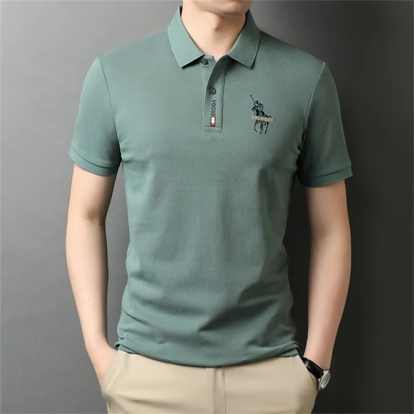 100% Cotton Fashion Brand Designer Polo Shirt Black Mens Korean Striped Casual Long Sleeve Premium Top 220615