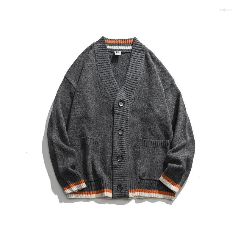 Мужские свитера Винтажная вязаная куртка мужской свитер осень зимний мешковатый котенок уличная одежда теплый кардиган японский стиль.