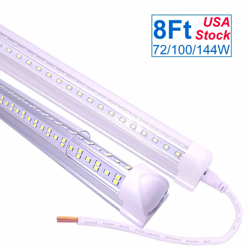 V W kształcie zintegrowane rury LED Light 4ft 5ft 6ft 8ft żarówki Lights T8 72 W 120W Podwójne boki żarówki Shop Chłodnicy Drzwi Oświetlenie Klej zewnętrzne dla ściany Sufit Oemled