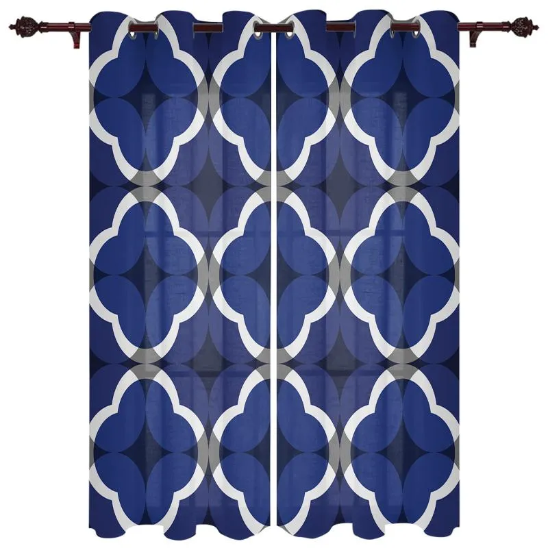 Cortinas cortinas de cortina marinha geométrica azul cortinas de janela moderna sala de estar banheiro cozinha de cozinha housettain