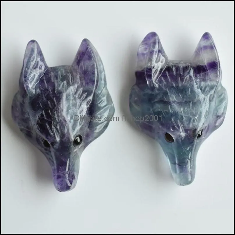 pendant necklaces wholesale 2pcs/lot fashion natural lapis lazuli carved wolf head shape pendants for necklace jewelry making