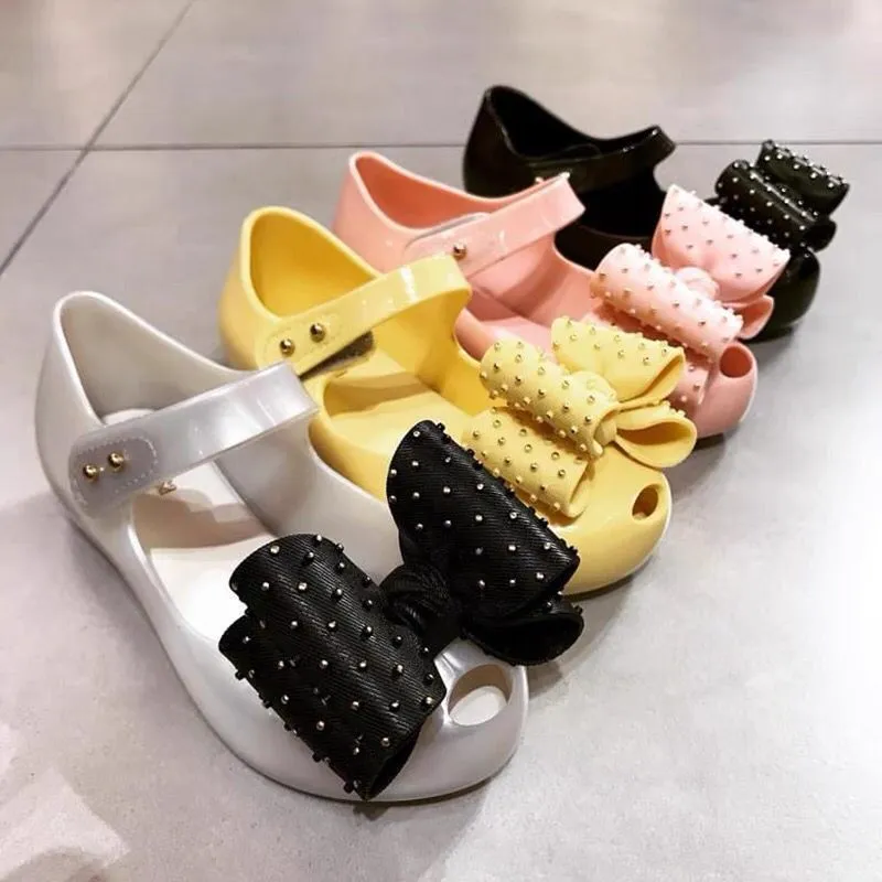 Mini Melissa Big Bow Jelly Shoes Girl s Fashion Sister Summer Sandals Kids High Quality Princess Beach HMI045 220525