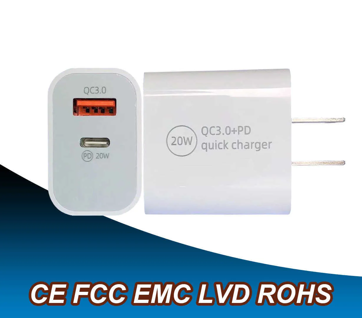 진정한 20W 유형 C USB 벽 충전기 빠른 충전 소형 전력 어댑터 PD QC3.0 CE FCC ROHS ETL 고품질