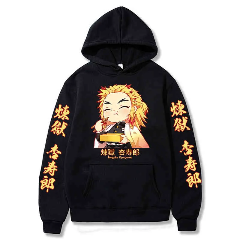 Hot Demon Slayer Anime Harajuku Hoodies Hommes Femmes Rengoku Kyoujurou Graphic Hoodie Pull Kimetsu No Yaiba Sudaderas Hombre