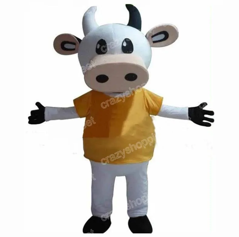 Halloween Milk Cow Mascot Kostuum Hoogwaardige stripkarakter Outfits Pakken Pas voor volwassenen Maat Kerstcarnaval Party Outdoor Outfit Advertentiepakken