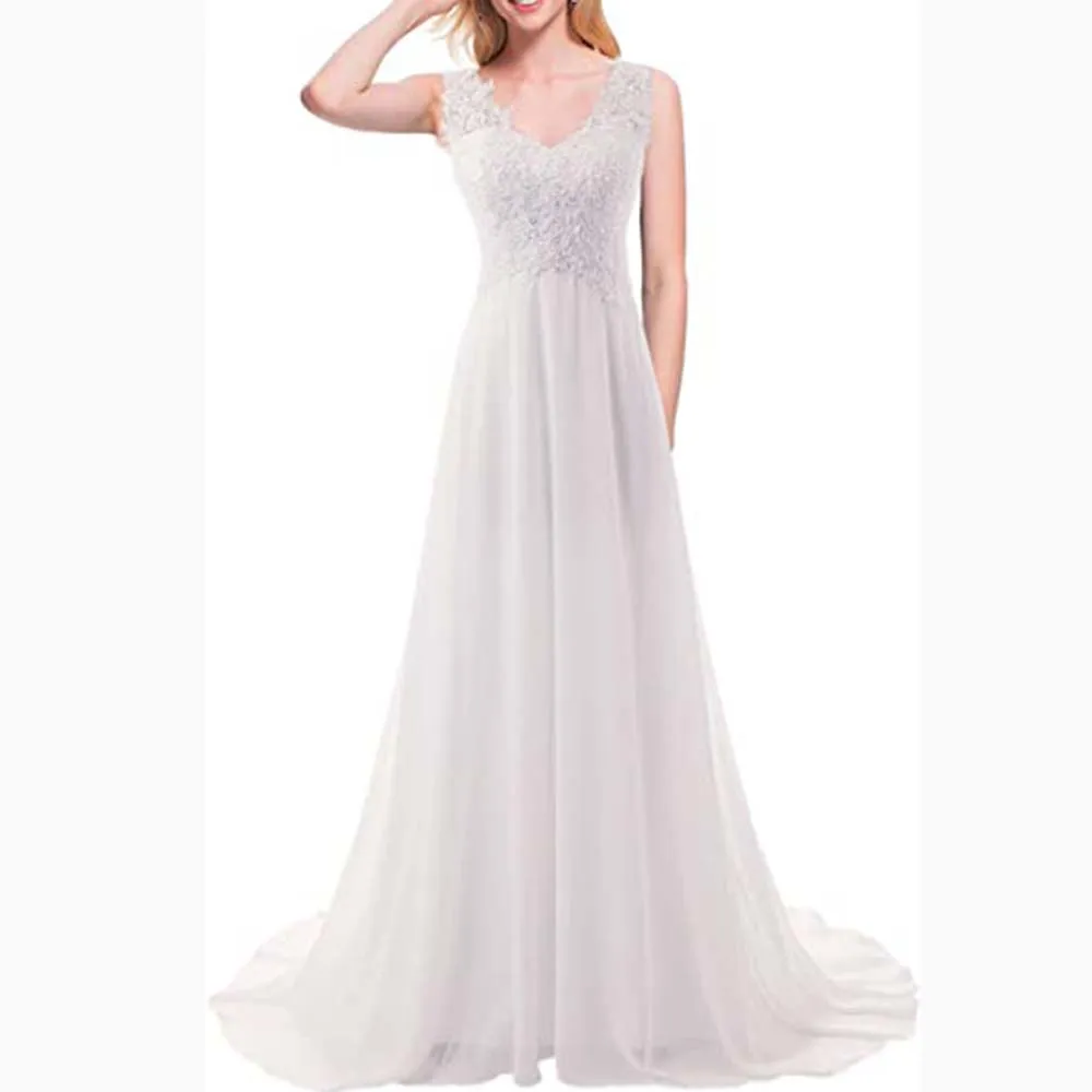 Wedding Dress for Bride Beach Bridal Gown Lace A Line Wedding Gowns Chiffon