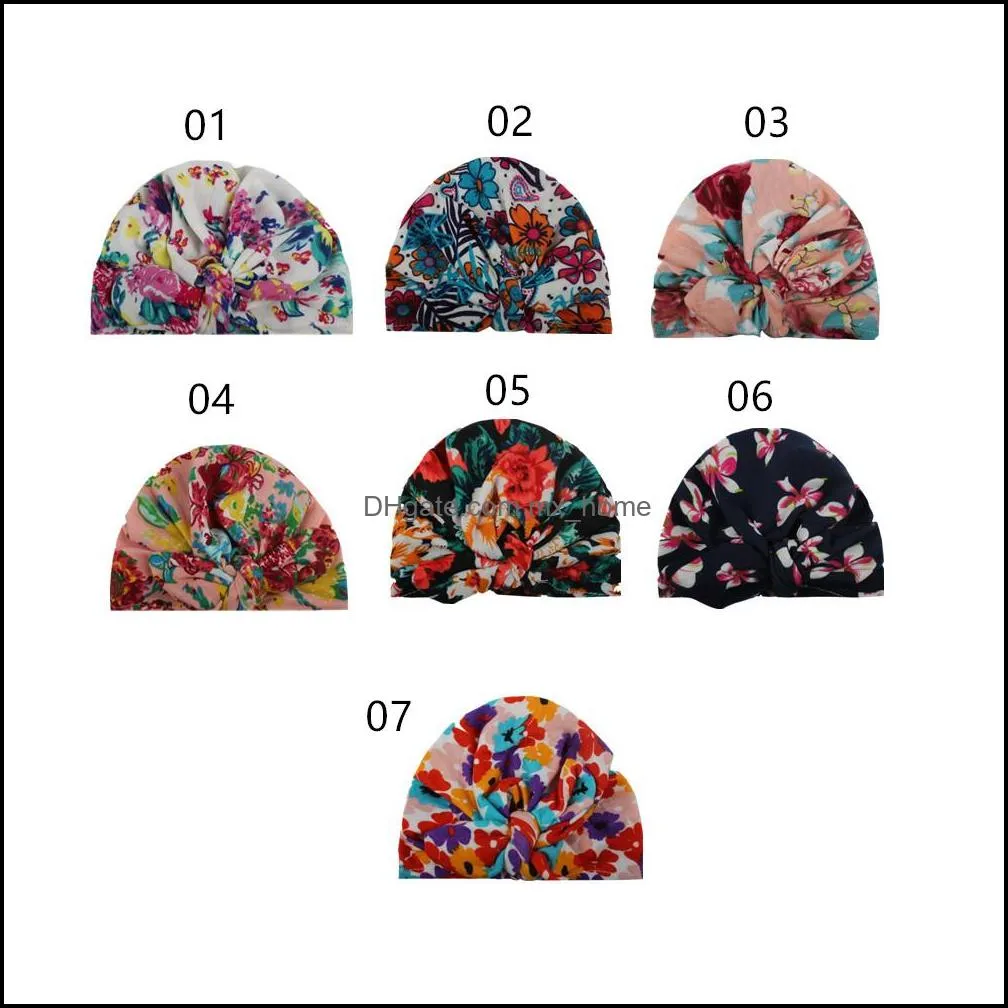 Baby Hats Floral Print Bunny Ear Caps Ears Cover Hat Europe Style Turban Knot Head Wraps Infant Kids India Beanie KBH84