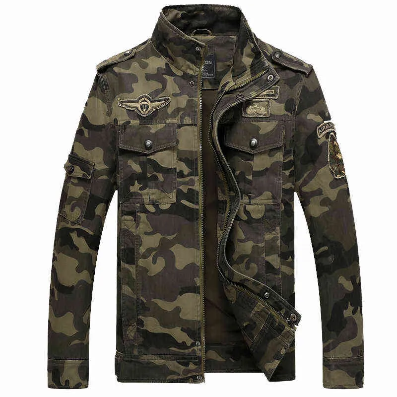 2022 Camouflage Pilot Bomber Giacca Uomo Autunno Esercito Militare Mens Giacca Cappotto Tattico Antivento Maschile Giacche Outwear T220816