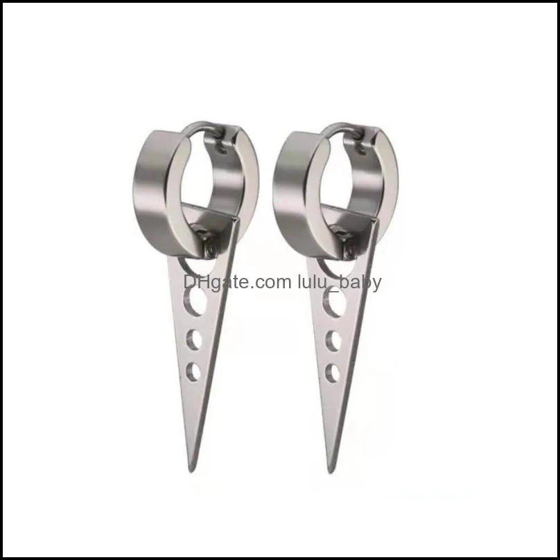 punk style stainless steel triangle dangle hoop earrings stud earrings for men women statement body jewelry