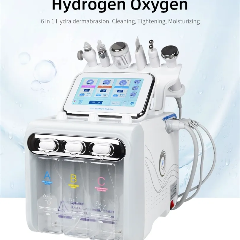 6 I 1 Vakuum Face Cleaning Hydro Water Oxygen Jet Peel Machine ANCE PORE RENGÖRANDE FACE MASSAGE LITA BUBBLE SKIN CARE ANVÄRD RF 220624