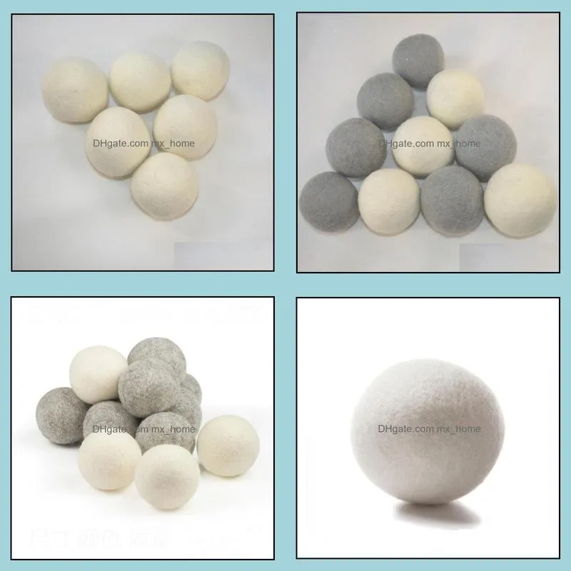 natural wool felt dryer balls 4-7cm laundry balls reusable non-toxic fabric softener reduces drying time white color balls sn924