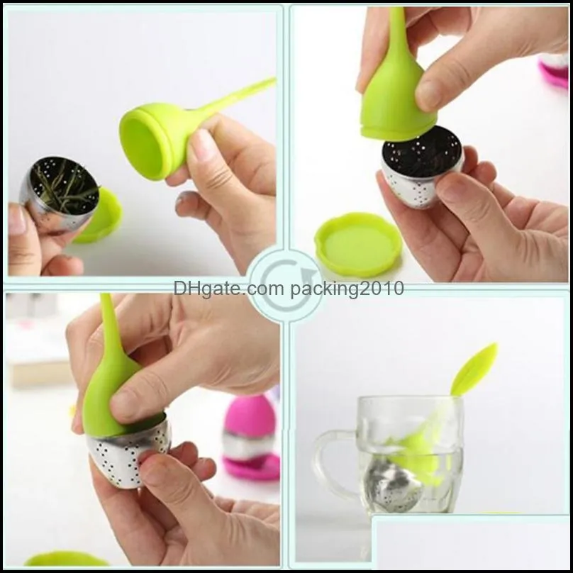 Silicone Handle Tea Infuser Steeper Diffuser With Stainless Steel Strainer And Drip Tray For Herbal Tea