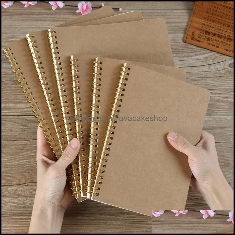 Customizable A5 Kraft Paper Cover Notepad Dot Matrix Grid Coil Notebook Painting Design Drawing Handbook Student Exercise Book Sketchbook Office School