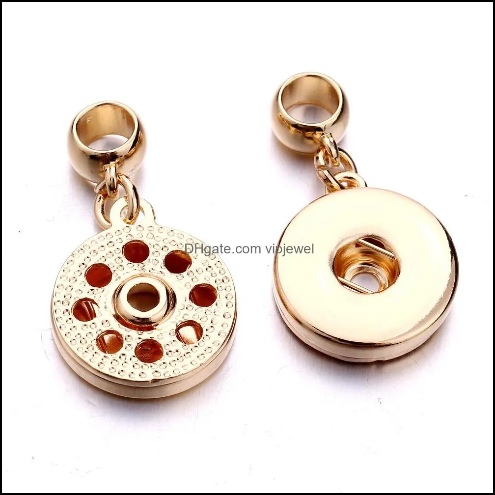 silver gold metal 18mm ginger snap button base pendant charms for diy snaps buttons necklace bracelet jewelry accessorie