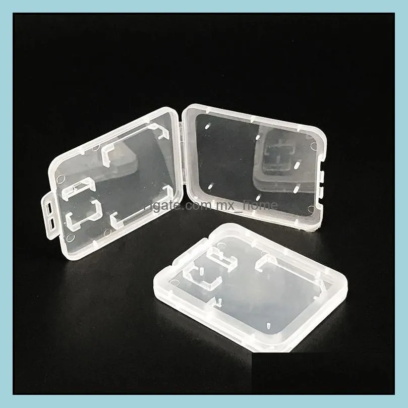 SD TF Memory Card Storage Box Double Slots White Thicken Containers Transparent Plastic Protective Case Easy Carry Container Holder Good Qualities Packaging