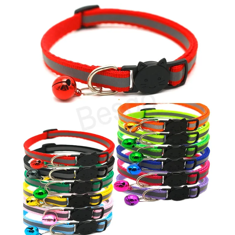 Pet Bell Collars Dog Cat Night Anti-Lost Reflective Collar Puppy Cats Bezpieczeństwo Klamra Anti-Napinka Zwierzęta Anti-Lost Tool Bh6410 Wly