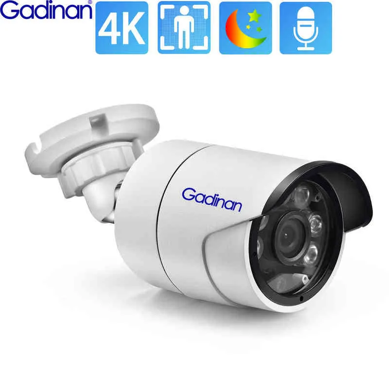 Gadinan Smart IP -Kamera K MP MP MP Poe Outdoor Color Night Vision Audio Bullet Camera mit Humanoid -Erkennung J220520
