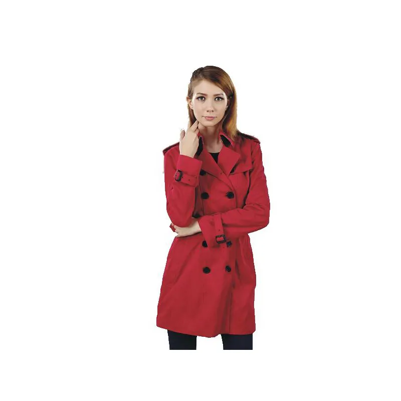 22SS Women Jackets Fashion England Long Coat Black Double Beasted Belt Slim High Juchny Designer Jacket Fit Plus Size Ladies Trench Coats Red 4 Color