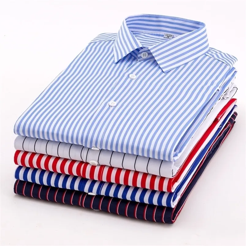 Aoliwen 2020 Brand Men Summer Short Sleeve Stripe Shirt High Street Style Fashion Flanell Printed Shirt Slim Fit High Quality LJ200925