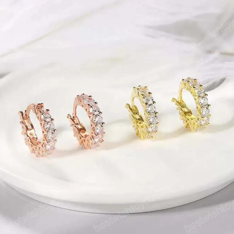High Quality Cubic Zirconia Women Hoop Earrings Stylish Girl Accessories Party Daily Wearable Fashion Jewelry