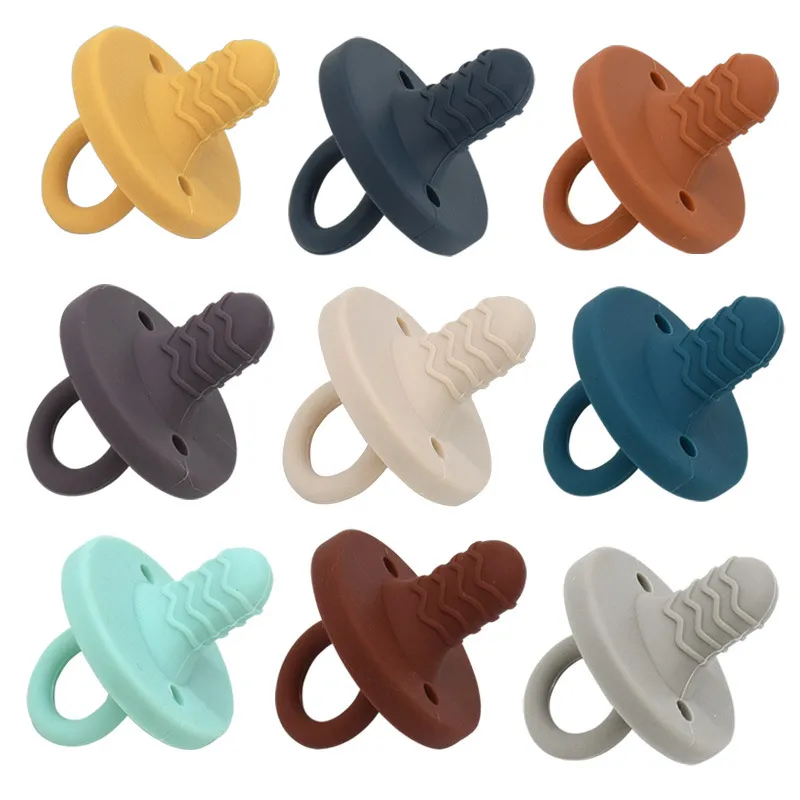 Baby Pacifiers Teether Soft Silicone Pacifier Nippel Soother Infant Nursing Sova Chewing Leksaker för Baby Matning 17 Färger 10st BA8078