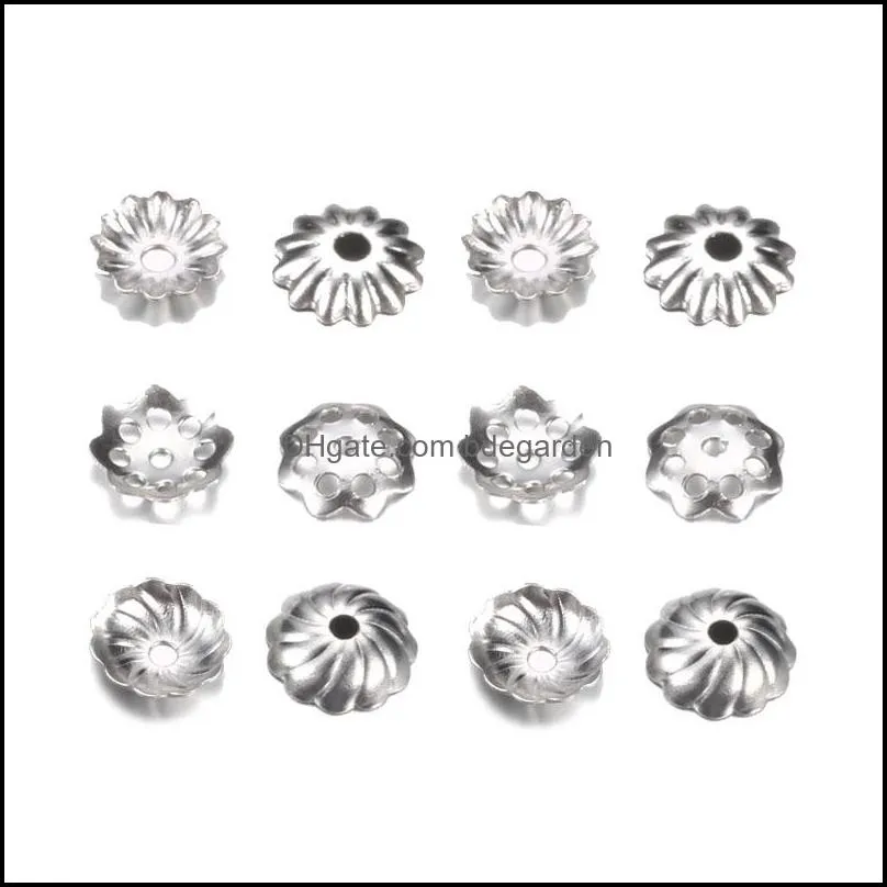 500pcs/lot stainless steel torus bead caps for pearl end receptacle flower diy spaced apart jewelry accessories for wholesale