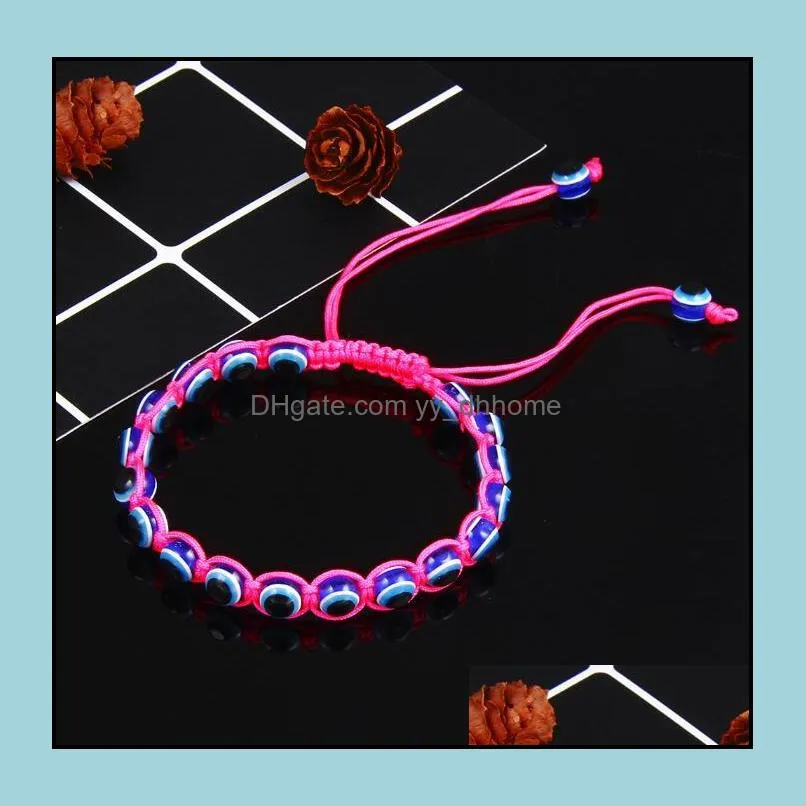 Turkey Blue Evil eye Charm Beaded Strands Bracelets Women Handmade Braided String Rope Bracelet